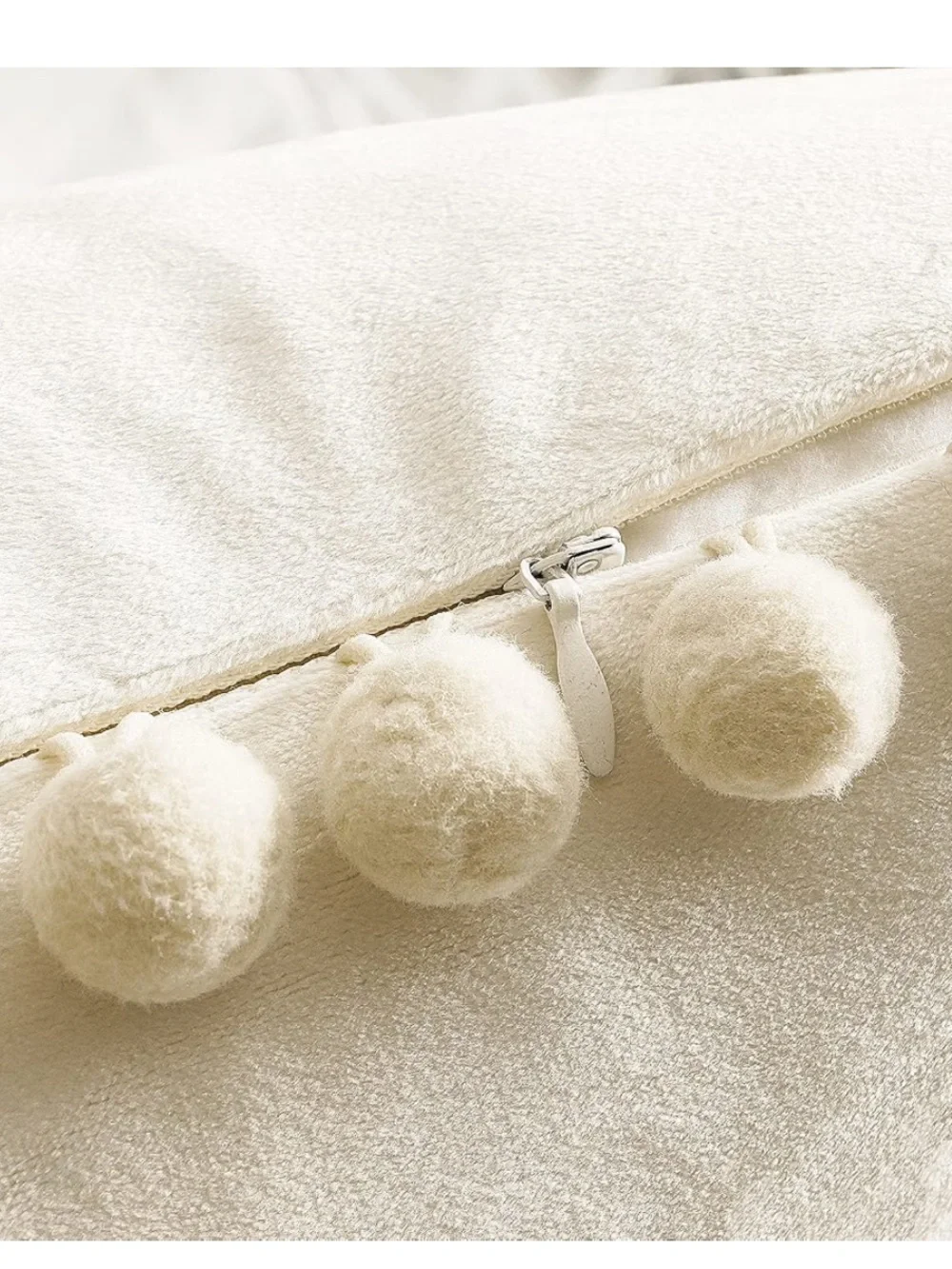 Cream Pom Pom Throw Pillow Covers - Set of 2 18”